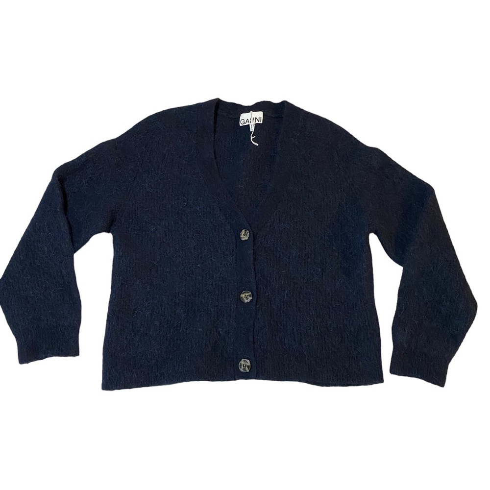 GANNI Vneck Wool Button Down Cardigan like new never worn woman’s size XL